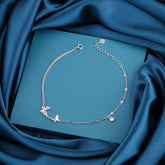 925 Sterling Silver Dual Butterfly Anklet for Women